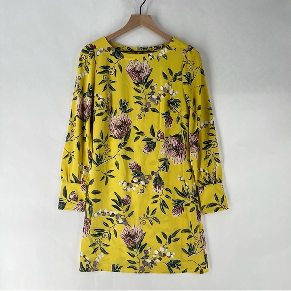 Ann Taylor LOFT Floral Print Boatneck Long Sleeve Shift Dress Size 4‎ - Picture 2 of 12